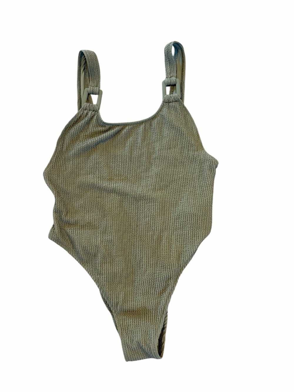 Aerie Birthday Crinkle Scoopneck One Piece Green Shimmer Swim Cheekiest Size L - Picture 4 of 9
